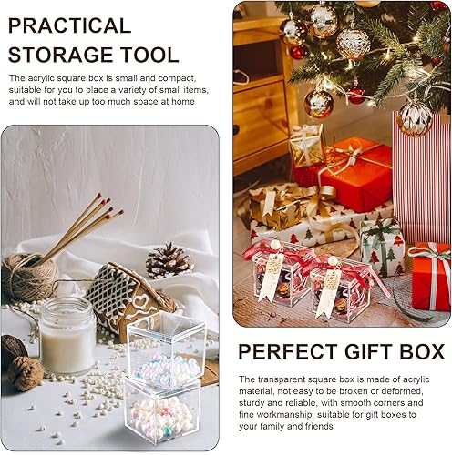 Miniatura 6 de Tuanse 120 cajas de acrílico con tapa, caja de acrílico pequeña transparente, cubo cuadrado de plástico con tapa, mini recipientes de 2.2 x 2.2 x
