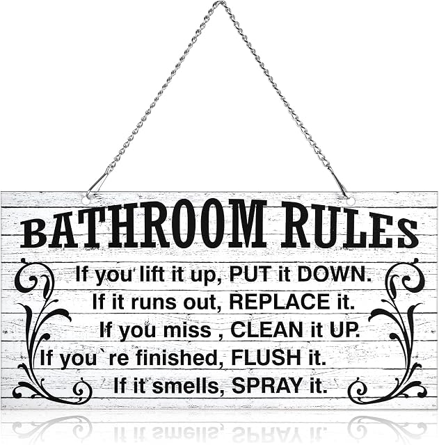 Bathroom Decor Wall Art Funny Bathroom Signs Ocean Theme Beach Bathroom Decors Metal Sign Hanging Wall Art Decorative Signs Rustic Wall Art (White and Black,10 x 5 Inches)