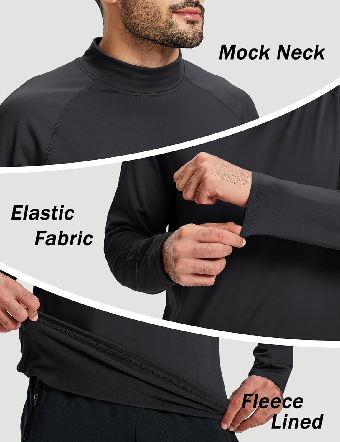 Mens Thermal Shirt Mock Turtle Neck Fleece Lined Base Layer Cold Weather Long Sleeve Undershirt Winter Underwear Tops - Image 5
