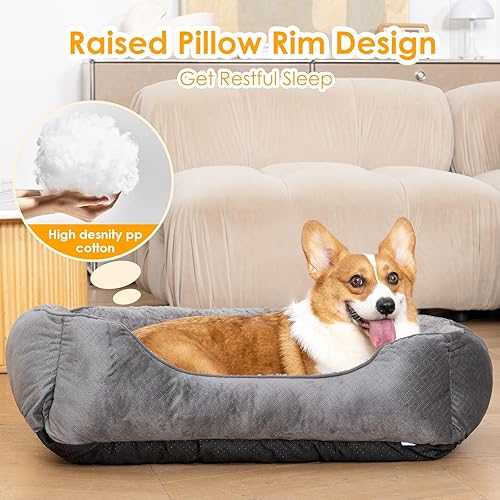 Miniatura 2 de Cama para perros pequeños, lavable, súper suave y duradera, cálida, suave y relajante, con parte inferior antideslizante, color gris, 20 x 19 x 6