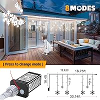 Vista 17 de Aulanto Christmas Snowflake Lights, 14 Drops Cool White 11.48FT 168 LED Icicle Lights Waterproof with 8 Modes, Connectable for Eaves, Windows