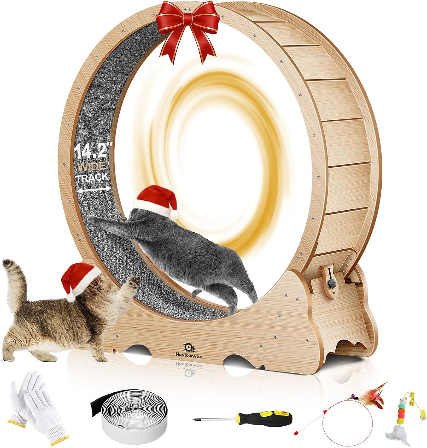 Cat Wheel, 48" XL Large Cats Exercise Running Wheel, Cat Treadmill for Indoor Cats XL wood
