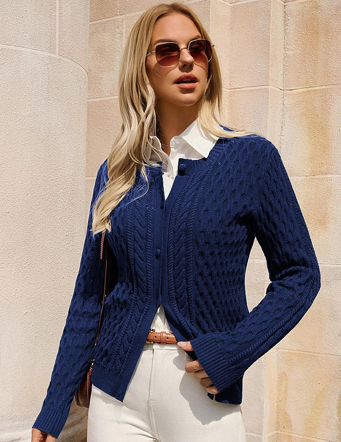 GRACE KARIN Womens Cable Knit Cardigan Sweaters, Button Down Cardigans 2026 Spring, Casual Long Sleeve Tops - Image 3