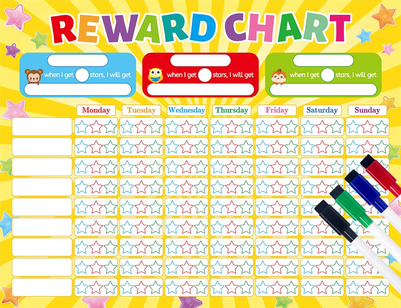 Magnetic Chore Chart for Multiple Kids Responsibility Chart Good Behavior Star Reward for Home