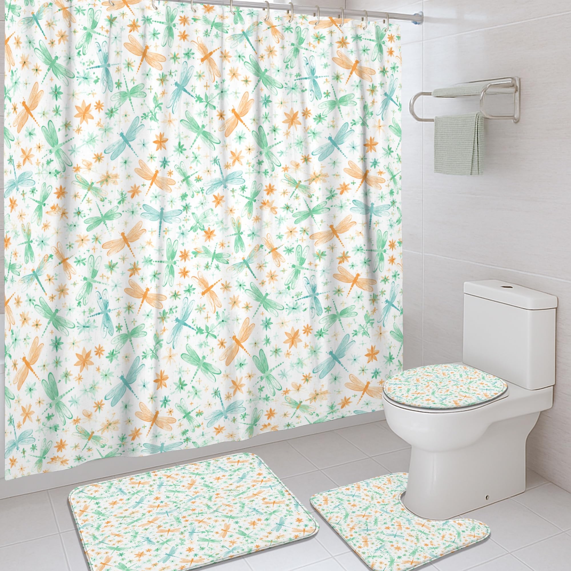Rideaux de douche en tissu haut de gamme 183 x 183 cm style floral turquoise
