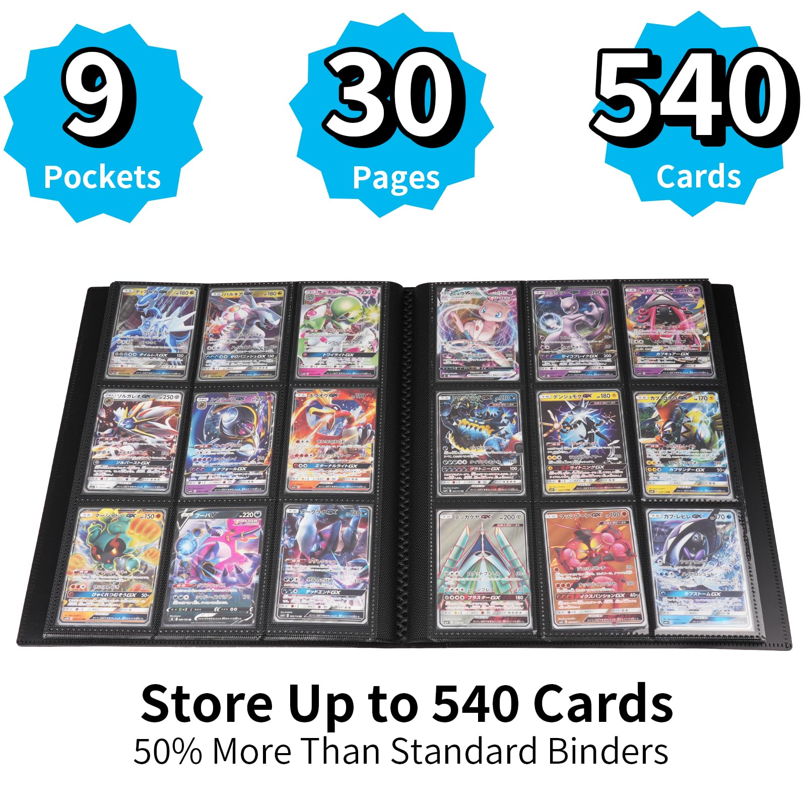190 card binder Amazon.com: 540 Cards Trading Card Binder – 9 Pocket Card Album with 30  Pages, Side Loading Card Holder Book Fits Pokémon, MTG, TCG, YuGiOh, Sports  & Standard Size Cards : Toys & Games