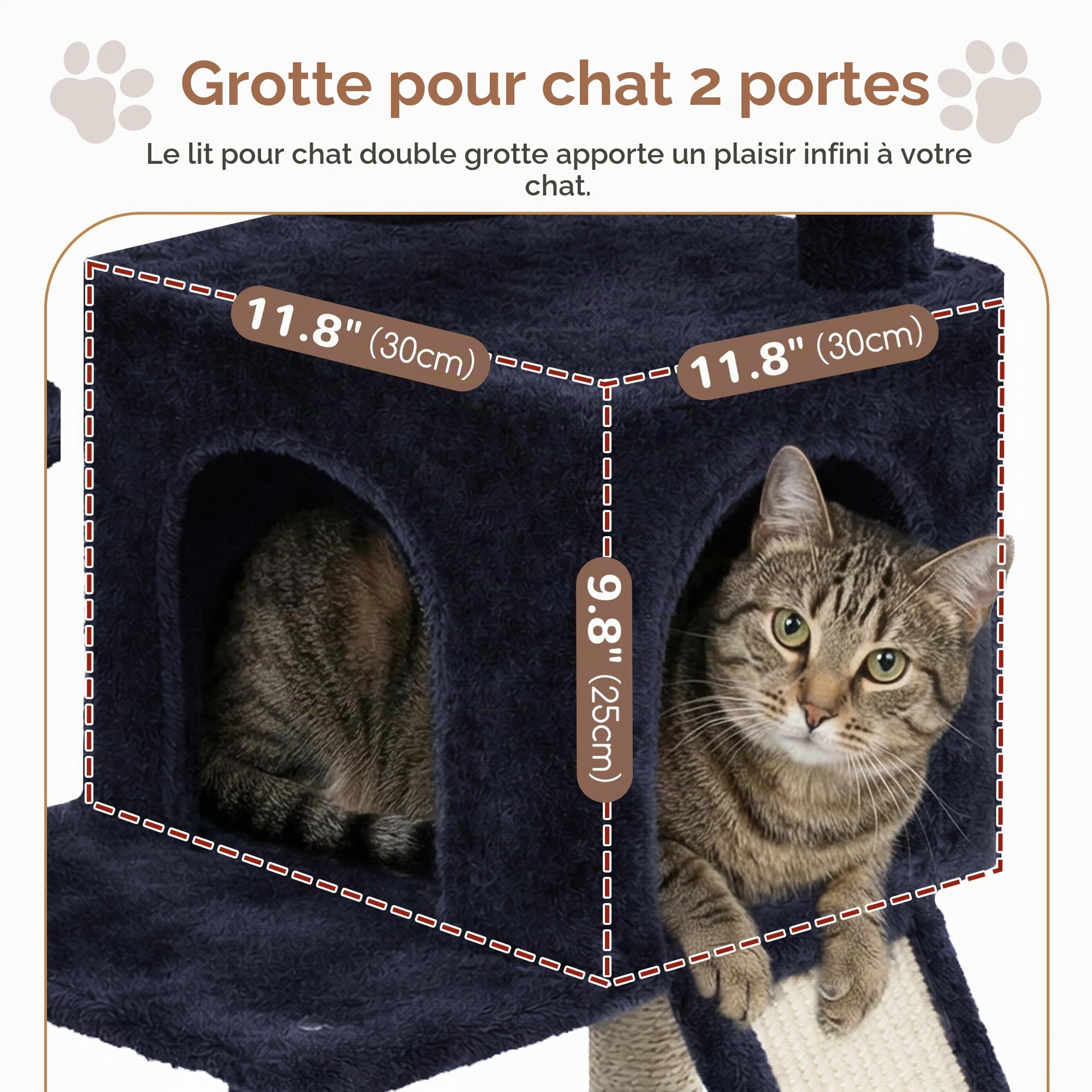 Gitelsnour Arbre à Chat, Tour de Jeux pour Chat Stable de 102 cm de Hauteur avec Niche, 2 Paniers Suspendus, Grande Plateforme d’Observation, Planche à griffer pour l’intérieur, Gris Foncé GCT003SG