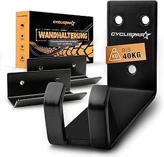 Fahrrad Wandhalterung bis 40kg − Robuste Fahrradhalterung Wand für MTB, Rennrad, E-Bike − Fahrradhalter Wand Pedalaufhängung +2X Stützwinkel