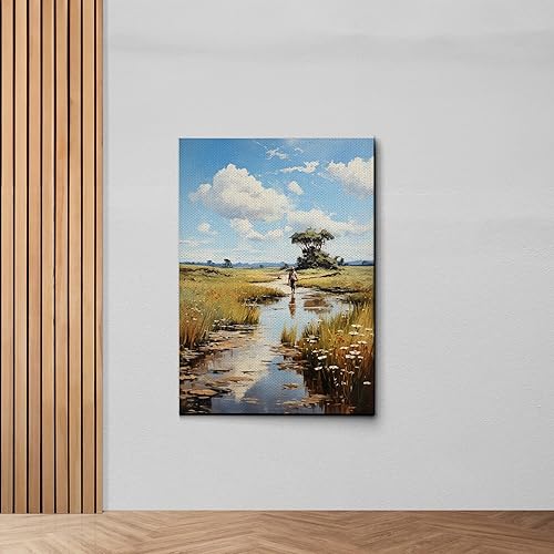 Miniatura 5 de Countryside Field, Nature Wilderness Illustrations, Fine Art Farmhouse,Country Minimal Canvas Print Wall Art for Living Room and Bedroom, Decor