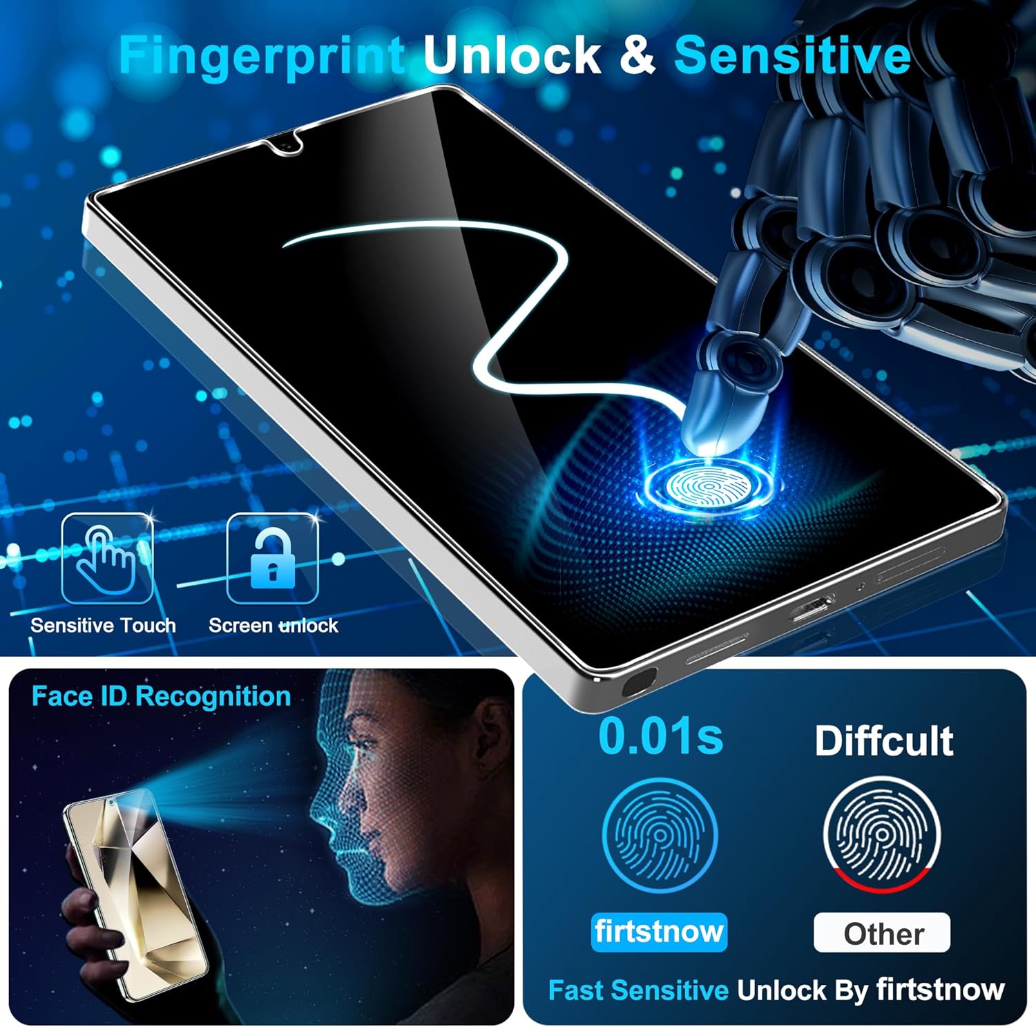 3 Pack for Samsung Galaxy S25 Ultra Screen Protector, 9H Tempered Glass, Ultrasonic Fingerprint Unlock, Case Friendly for Samsung Galaxy S25 Ultra Tempered Glass Screen Protector 5G 6.9 Inch - Image 3