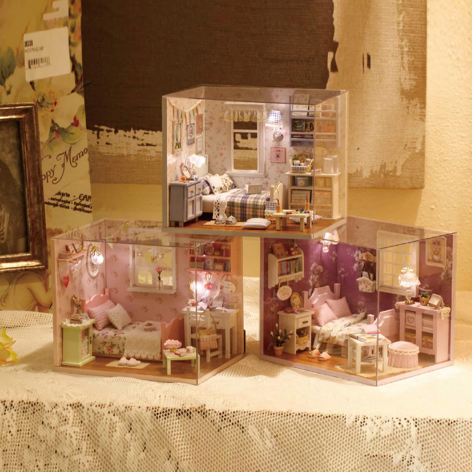 CUTEROOM Kit de maison miniature à faire soi-même - Mini pièces d'artisanat pour adultes avec lumières LED - Mini maison de poupée réaliste - Kit de construction de modèle de construction - Cadeau de