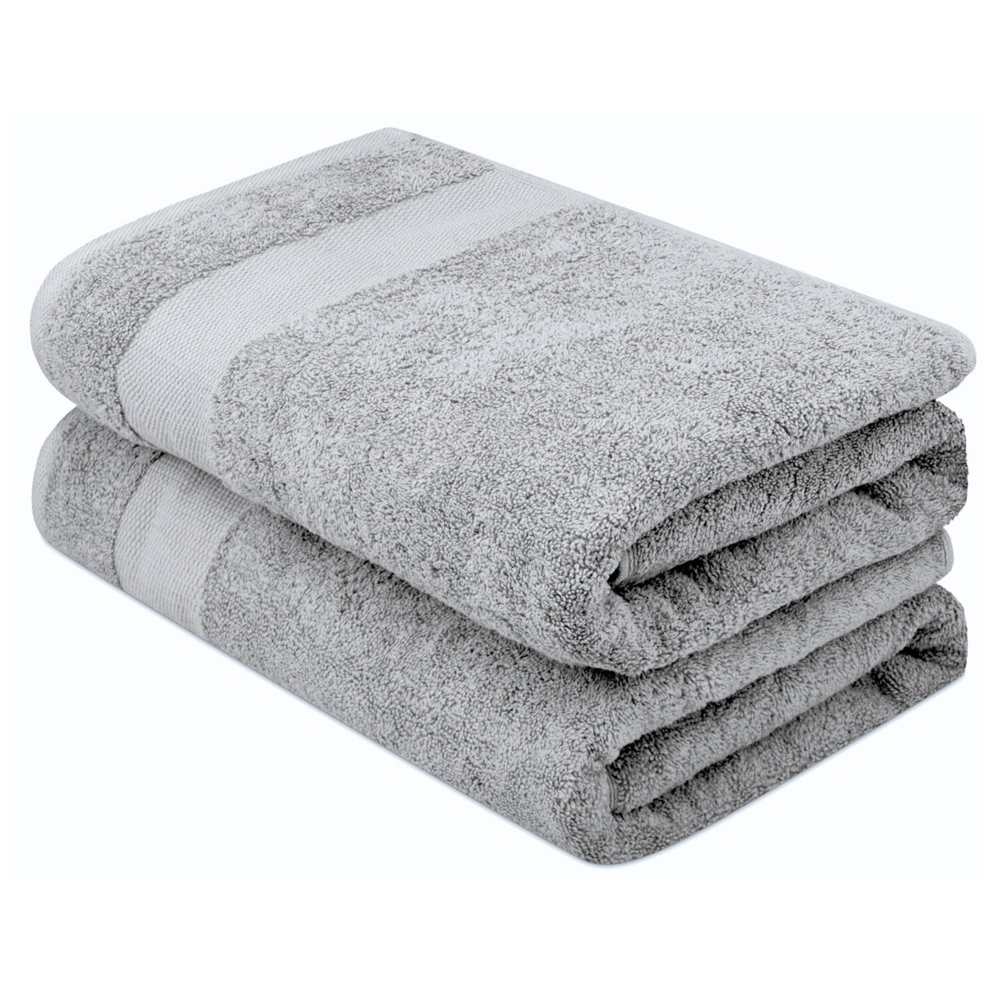 ATEN Homeware Supreme Egyptian Cotton Bath Towel Set – 2 Piece Set with 2 Extra Large Bath Towels 70 x 140 cm, Ultra Soft, Highly Absorbent, OEKO-TEX Certified, Made in Egypt (Grey)