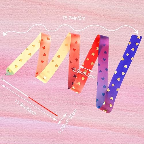 Miniatura 2 de Abeillo 2 piezas de cintas de baile rítmica, 78.7 pulgadas de cinta de gimnasia, varita de bailarina con cintas de baile para niños, aptas para