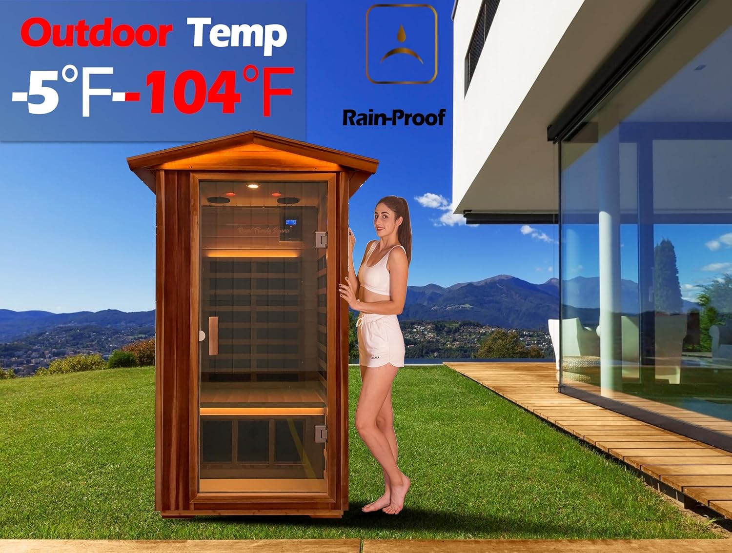 LTCCDSS Ultra-Low EMF Outdoor Sauna 1 Person, Red Cedar Far Infrared Sauna, EMF Average 0.5 mG Reading, Withstand Outdoor Temp -10℉-149℉| Sauna Room for Home