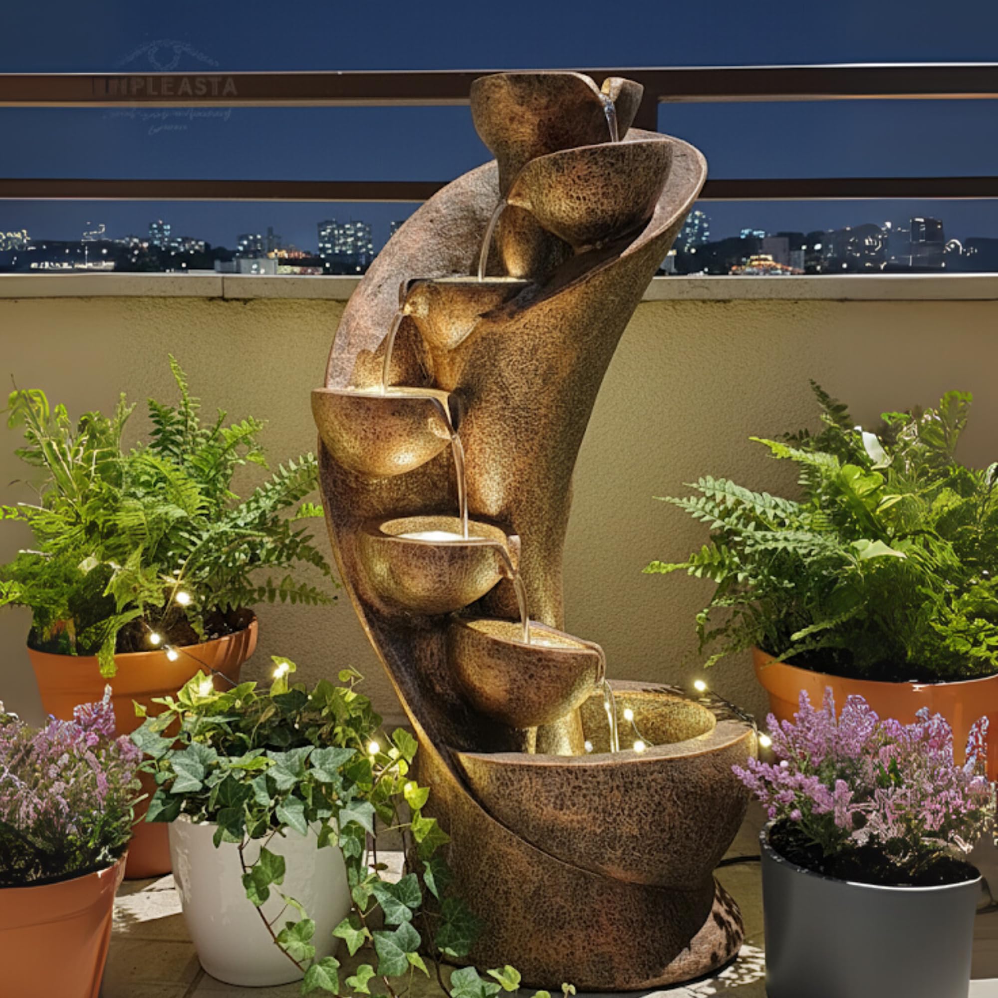 EXPLEASIA 7 Tiered Curved Water Fountain for Home vastu, Fountain for Home décor Waterfall, Water Fountain for Home Big Size (Copper)-image-10