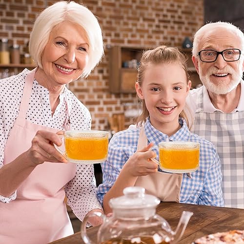 Miniatura 6 de QUMMFA Paquete de 4 recipientes de avena durante la noche, juego de tazas de café con cucharas, tazas de vidrio en relieve de 14 onzas, accesorios