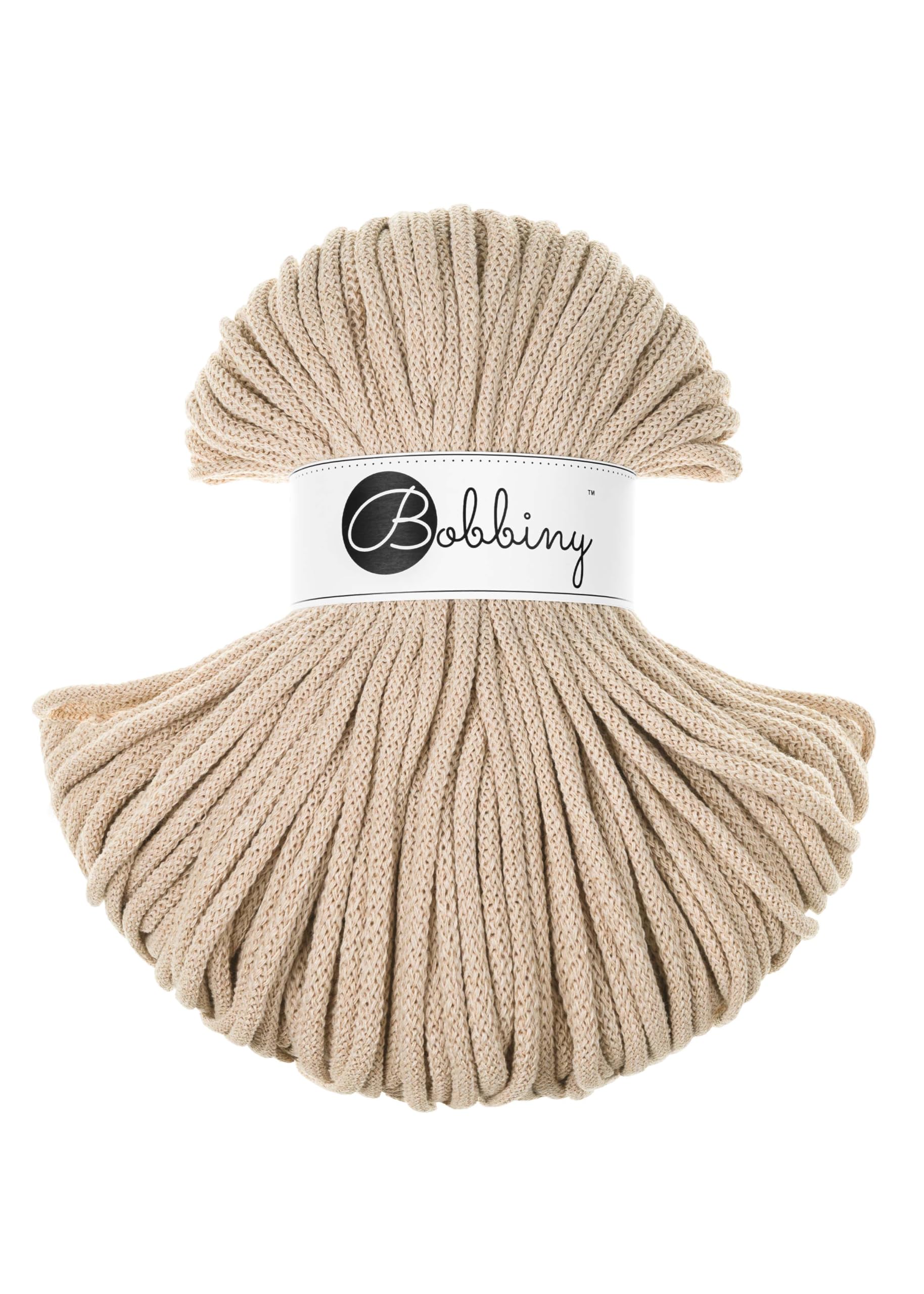 Bobbiny Premium 5mm Braided Macrame Cord (Warm Beige) 108yds/330ft