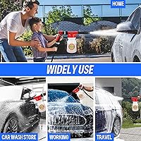Vista 8 de Car Wash Foam Gun/Hose Sprayer, 16 IN 1 Cannon, Adjustable with 2.5-6 Ratio Dial Foam Blaster, 1L Bottle, Nozzles, Mitten, 1/2” Quick Connector for