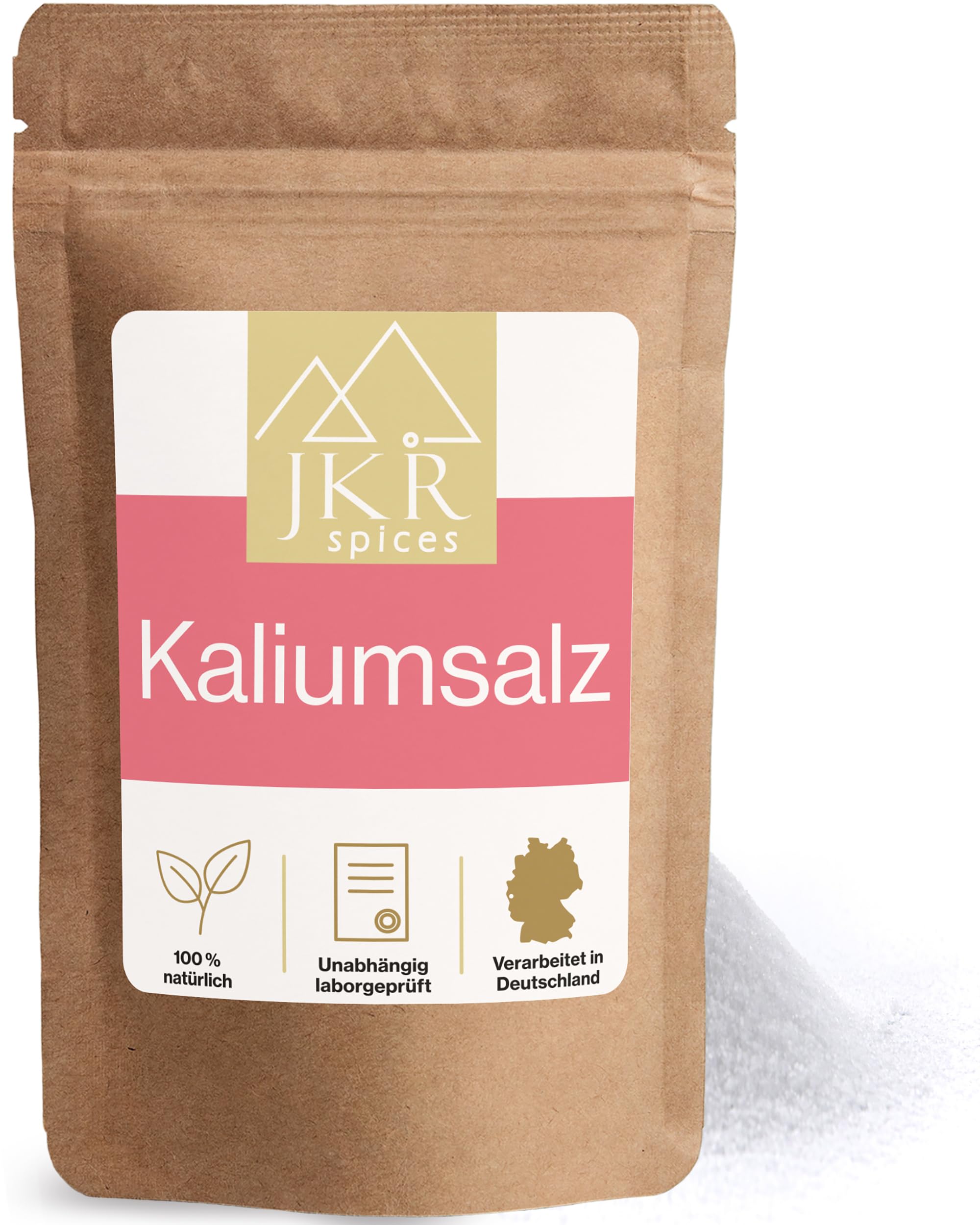 JKR Spices Kaliumsalz Mischung 900g, mit 35% Kaliumchlorid & 0,3 % Magnesiumchlorid, CO₂-neutral verpackt, natriumarmes salz, Kalium trägt zur Aufrechterhaltung eines normalen Blutdrucks bei