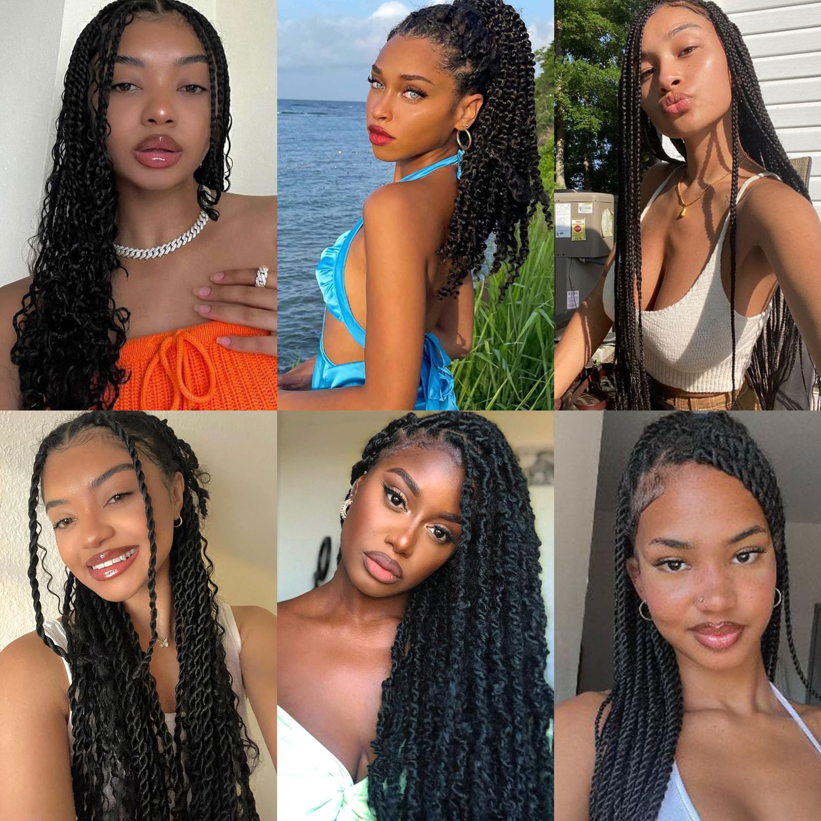Extensiones de pelo rizado a granel de 18 pulgadas, pelo sintético y natural, ondulado, bohemio, ondulado, 2 paquetes para mujeres (#1B)
