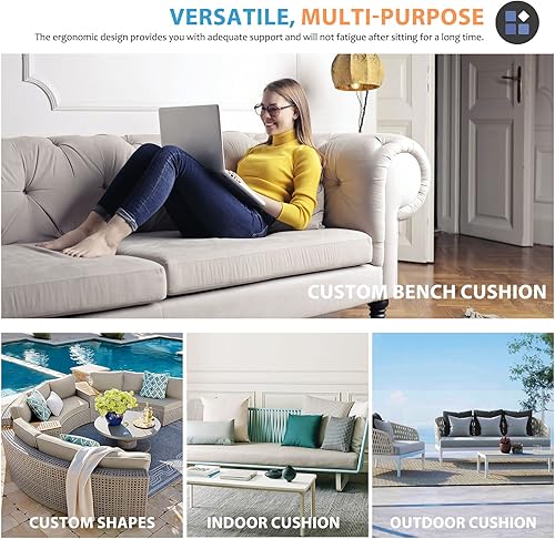 Miniatura 5 de Cojín de banco de tamaño personalizado, para asiento de ventana panorámica para exteriores e interiores, tapicería gruesa de espuma larga para