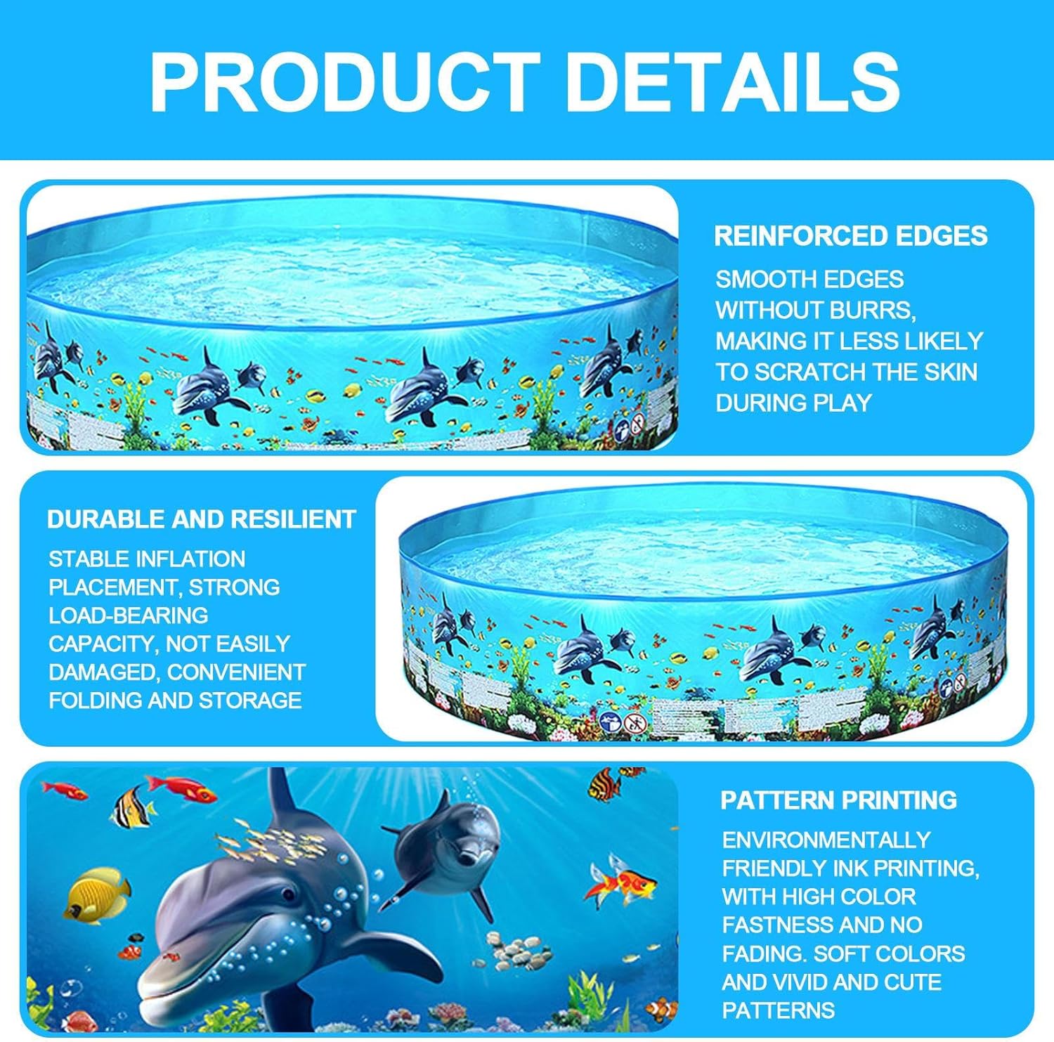 Dog Paddling Pool - Foldable Dog Pool | Inflatable Kiddie Pools | Folding Swimming Bathtub | Collapsiible Kid Pet Bathing Tub for Large Medium Small Dogs & Kids