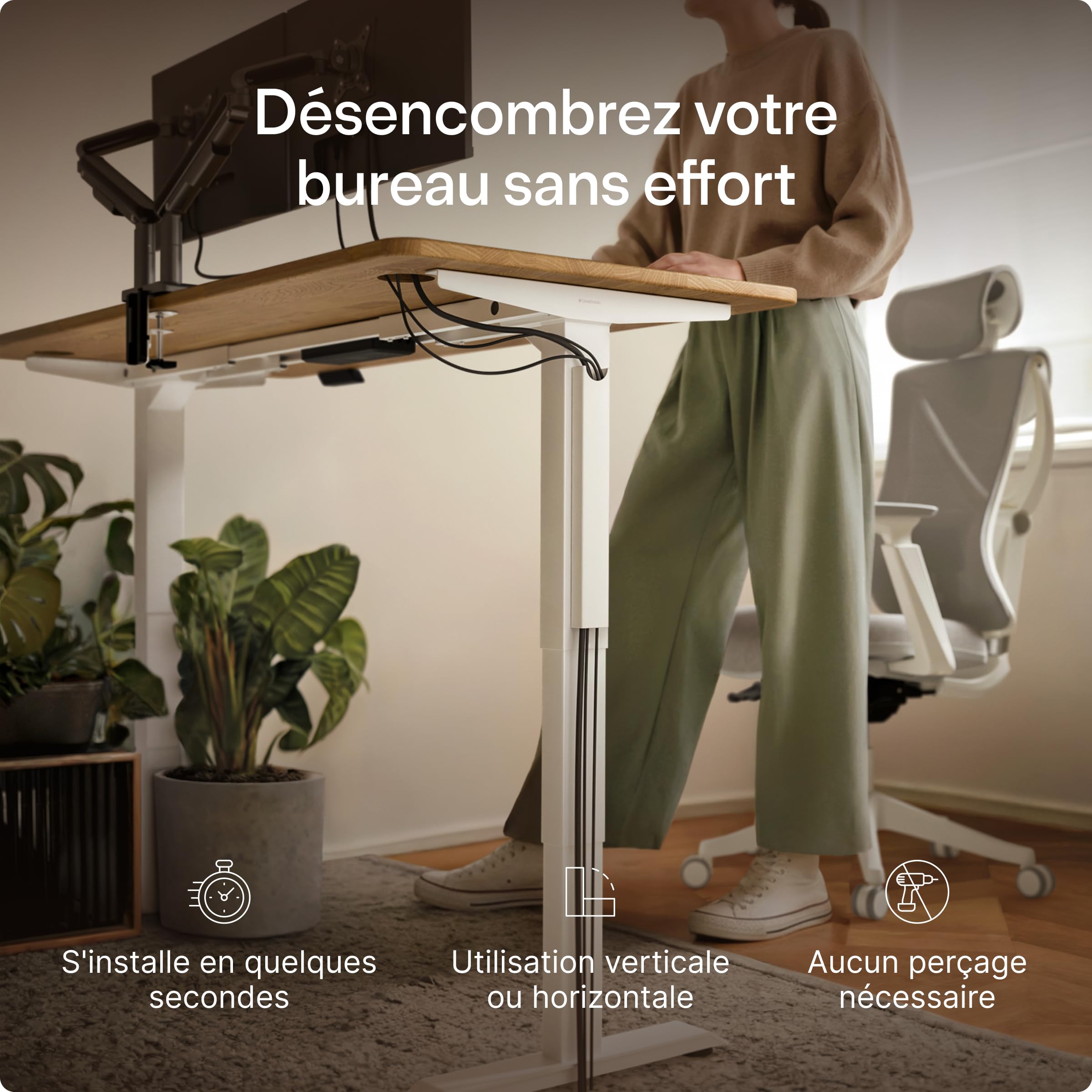 Plateau magnétique de Gestion des câbles – Goulotte en Acier Inoxydable avec Fixation magnétique – Organisation sur Le Bureau et sous Le Plateau – Organisateur de câbles par Desktronic