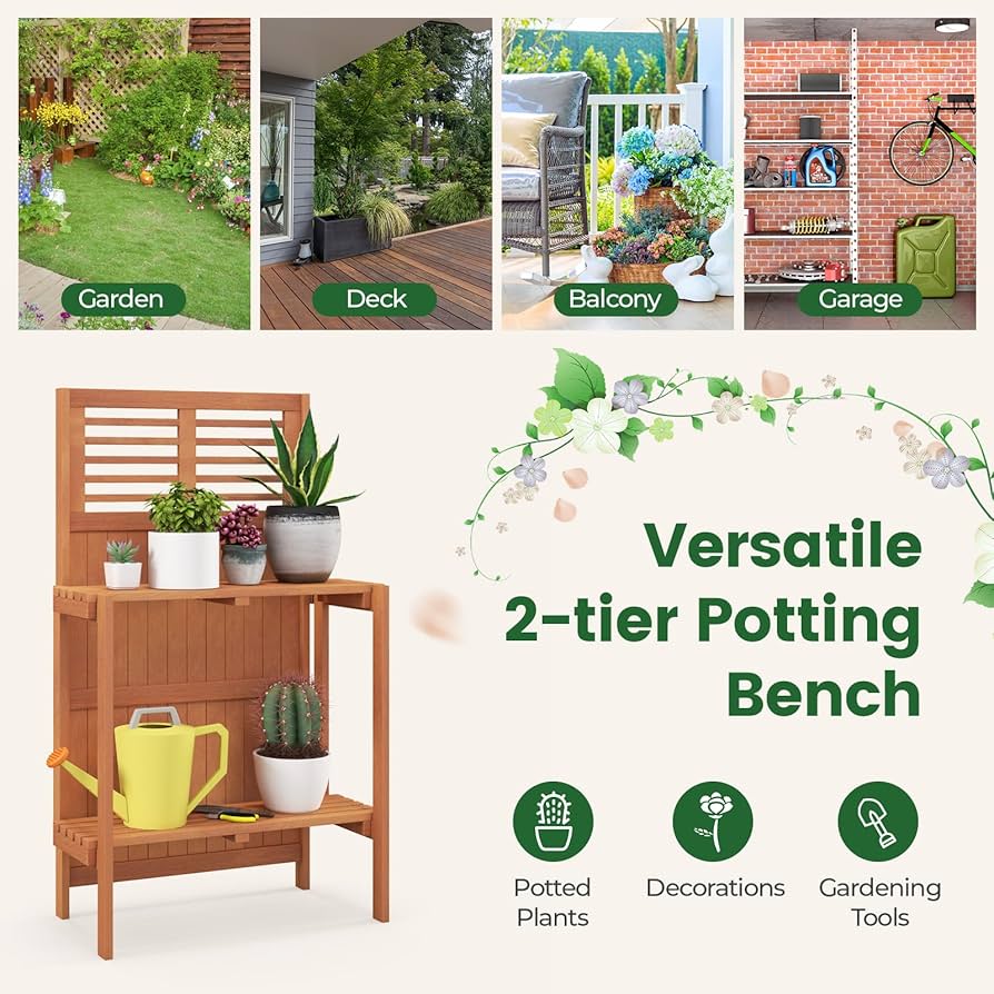 Amazon.com: Giantex Folding Potting Bench, 2-Tier Gardening
