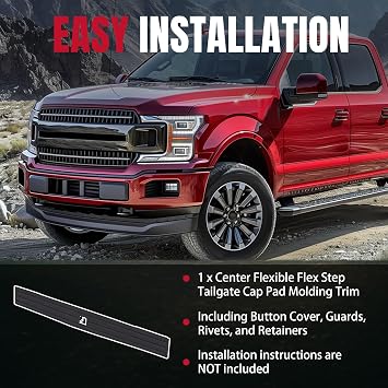 HECASA Center Flexible Flex Step Tailgate Cap Pad Molding Trim with Release Button Compatible with 2015 2016 2017 2018 2019 2020 F150 F-150 Replace for FL3Z9940602B