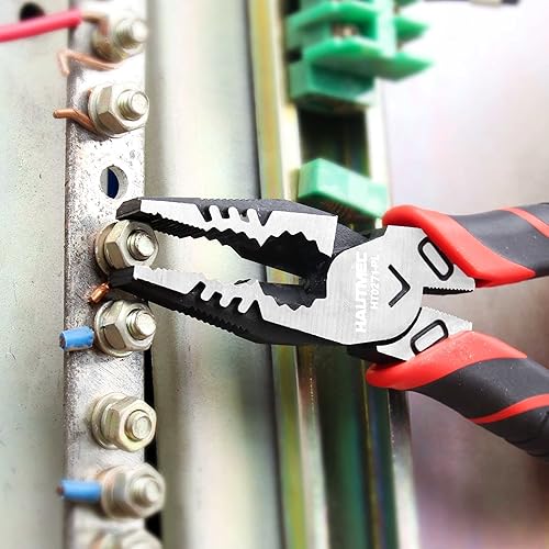 Miniatura 24 de HAUTMEC Juego de 3 alicates de alto apalancamiento con alicates de punta de aguja de 8 pulgadas, alicates Linesman de 8 pulgadas y alicates de corte