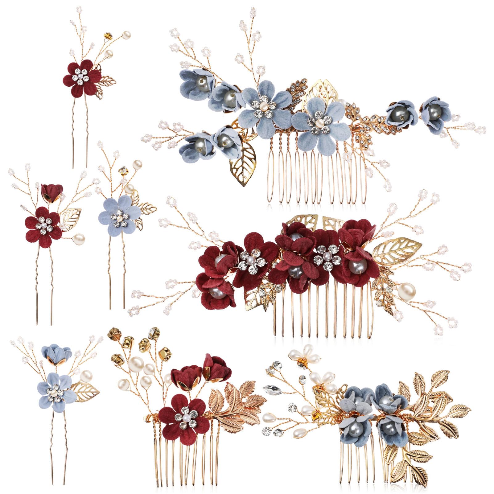 Juego de para El Pelo de Novia Hechas a Mano Y Peinetas Decoradas con Flores para Bodas para Damas de Honor