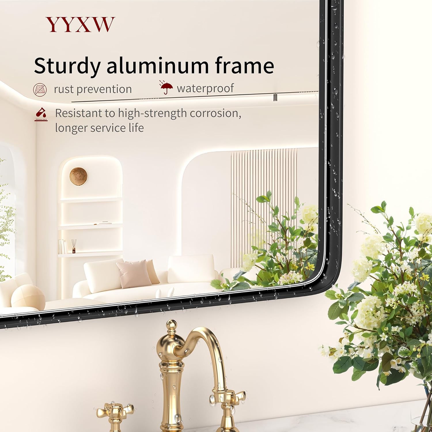 Black Bathroom Mirror 24 x 28 in Vanity Mirror,Metal Frame Wall Mirror,Farmhouse Rectangle Mirror, Bathroom Mirrors for Over Sink,Horizontal or Vertical Hanging