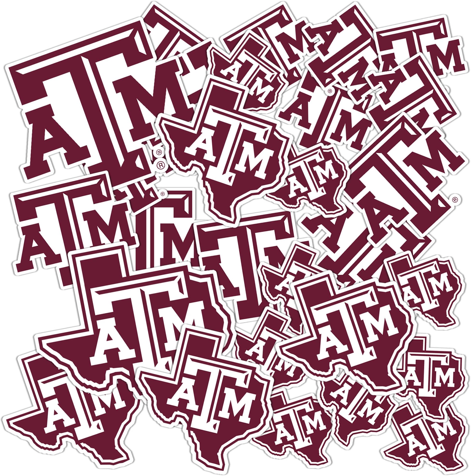 Texas A&M University Sticker Aggies TAMU Vinyl Decals Laptop Water Bottle Car Scrapbook Sheet T1 (Type 1-1)