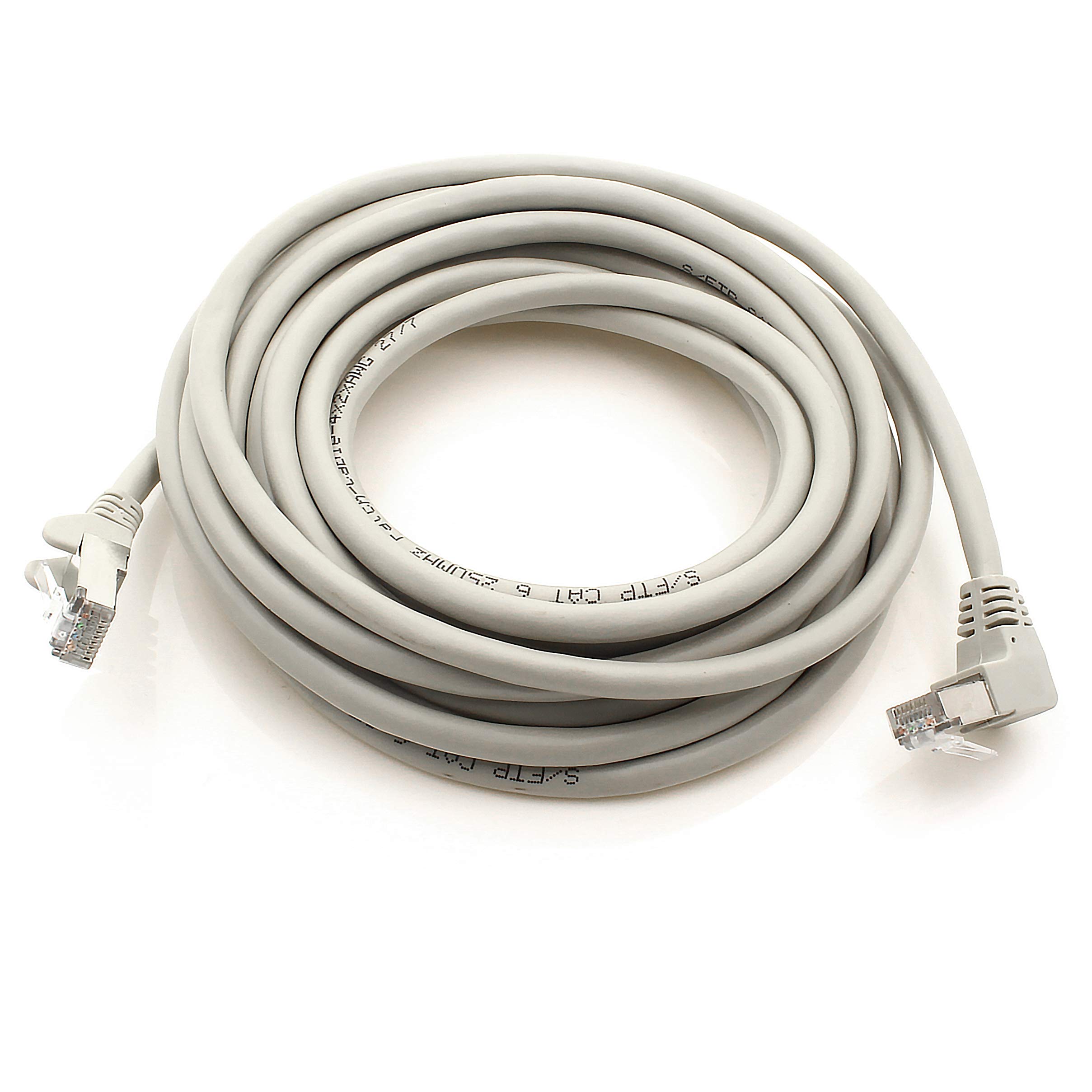 1aTTack.de 366263 Kabel sieciowy kat. 6, kątowy 90 stopni, 10 m - szary - opakowanie 10 szt. - Kabel krosowy Cat6 (SFTP PIMF) 1000 Mbit/s Złącze Rj 45-10 x 10 m metrów szary