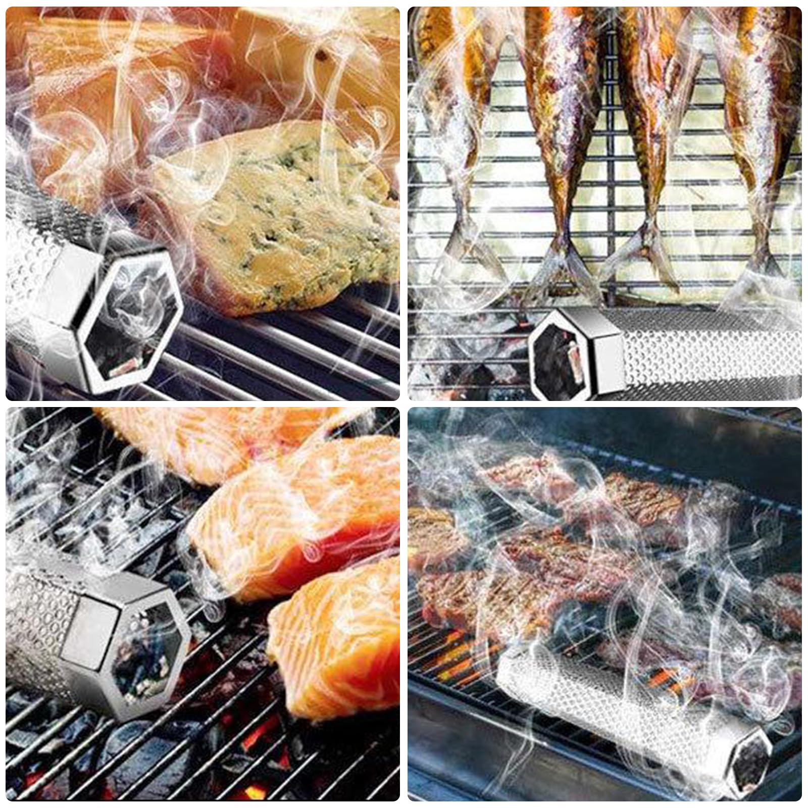 Tubo e Affumicatore per Barbecue e Affumicatore, BBQ in Pellet, Griglia Tubo, Acciaio Inox per Barbecue a Gas, Elettrico e a Carbone