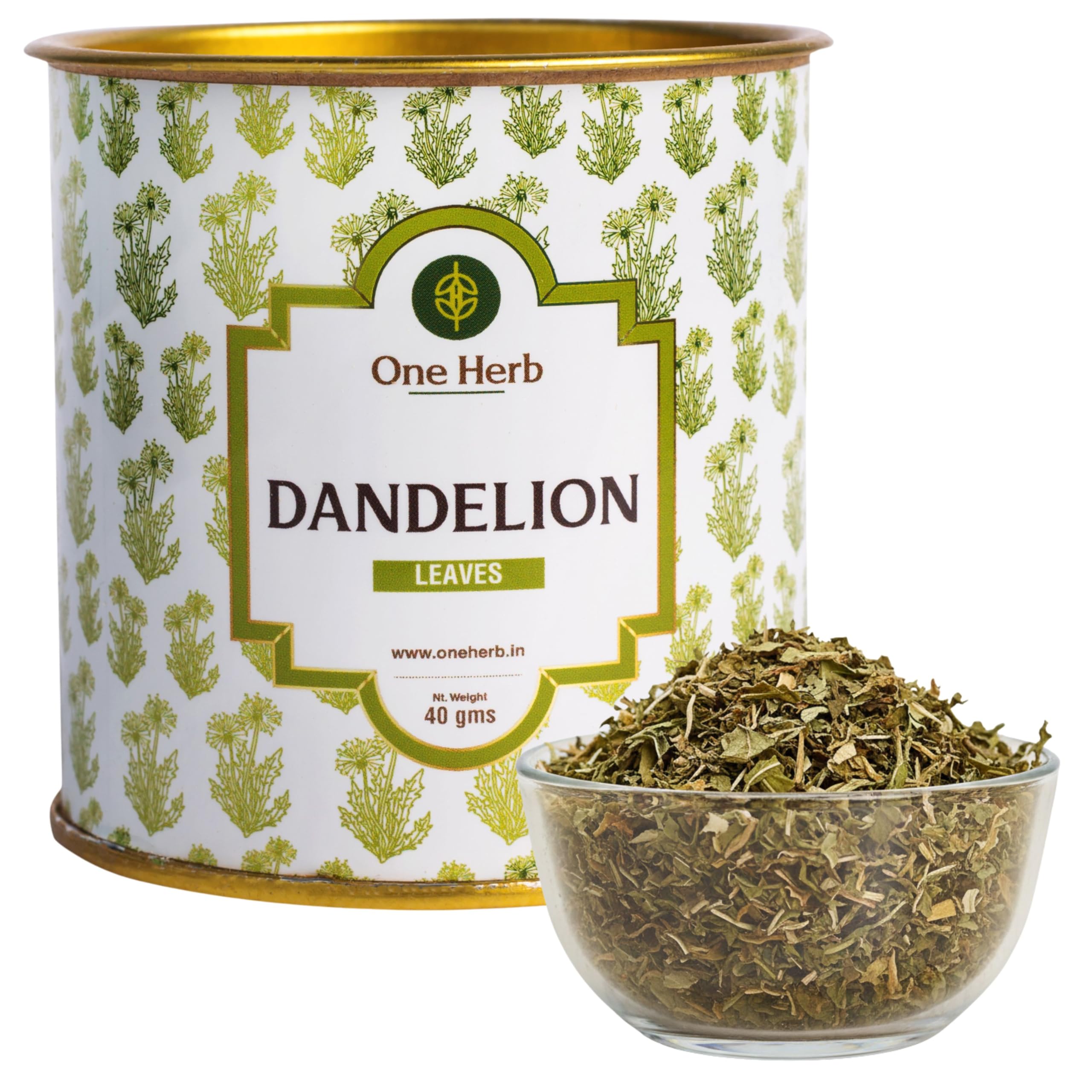 One Herb - Dandelion Leaves Tea 40g | Caffeine Free | Naturally Dried Dandelion Leaf | Single Ingredient Herbal Tea Infusion | Loose Leaf for Brewing