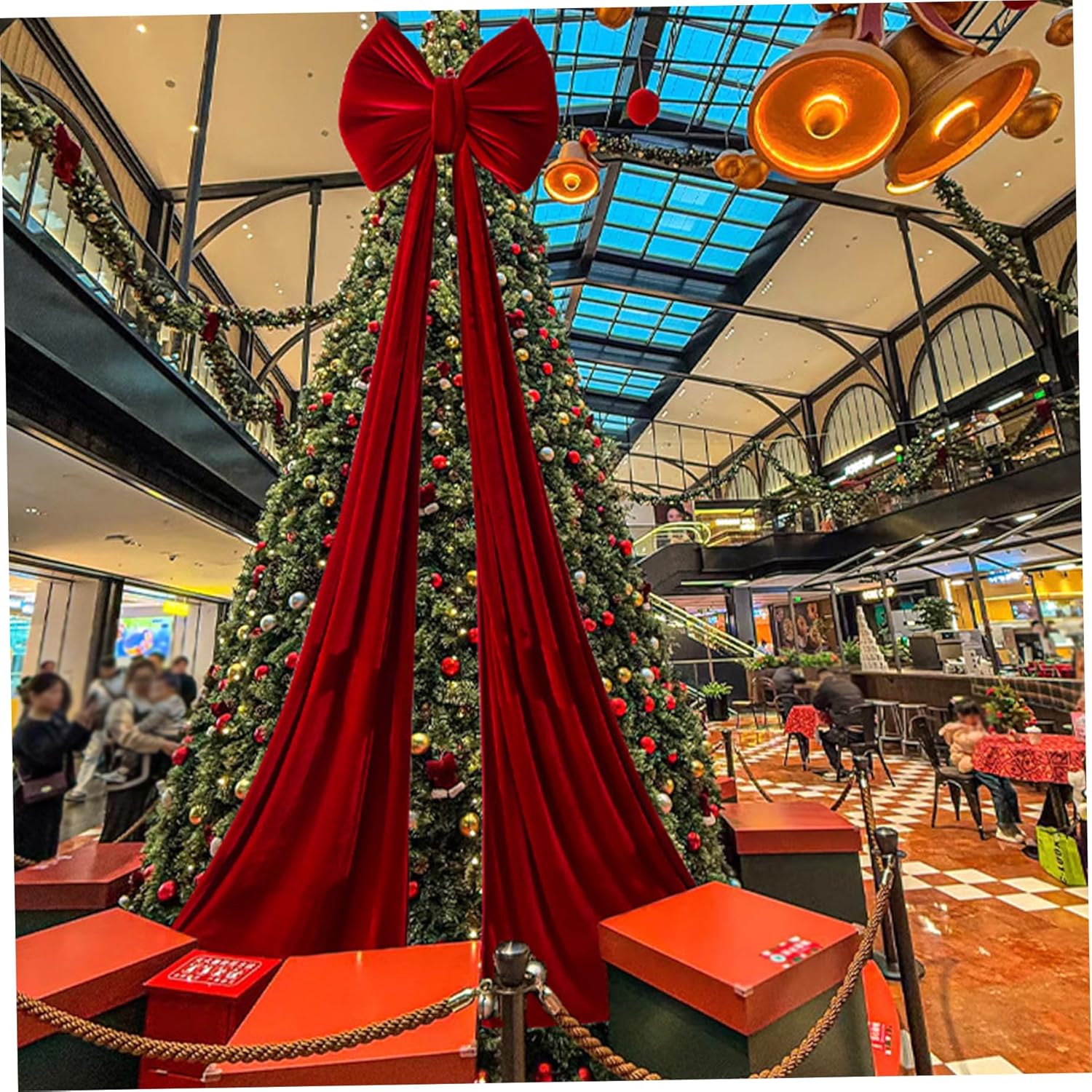 Christmas Tree Topper Bow, 43.3 Inch Extra Large Red Velvet Bows for Home Christmas Tree Toppers Wreath Wall Room Party Holiday Decor Supplies