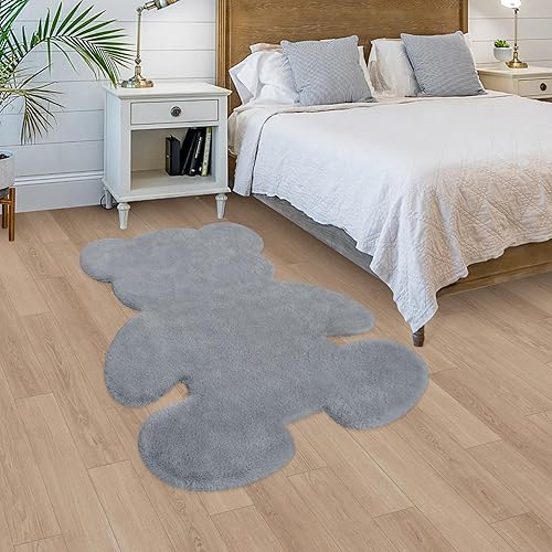 Miniatura 154 de Alfombra blanca de 3 x 3.9 pies, suave y esponjosa, de piel de oveja sintética, bonita alfombra de felpa para guardería, habitación de niños y Blanco