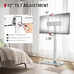 AOKCOS White Floor TV Stand for 32-70 inch TVs - 60 Degree Swivel TV Mount Stand - Height Adjustable - 88lbs Load - Max VESA 400x400 - Tempered Glass Base