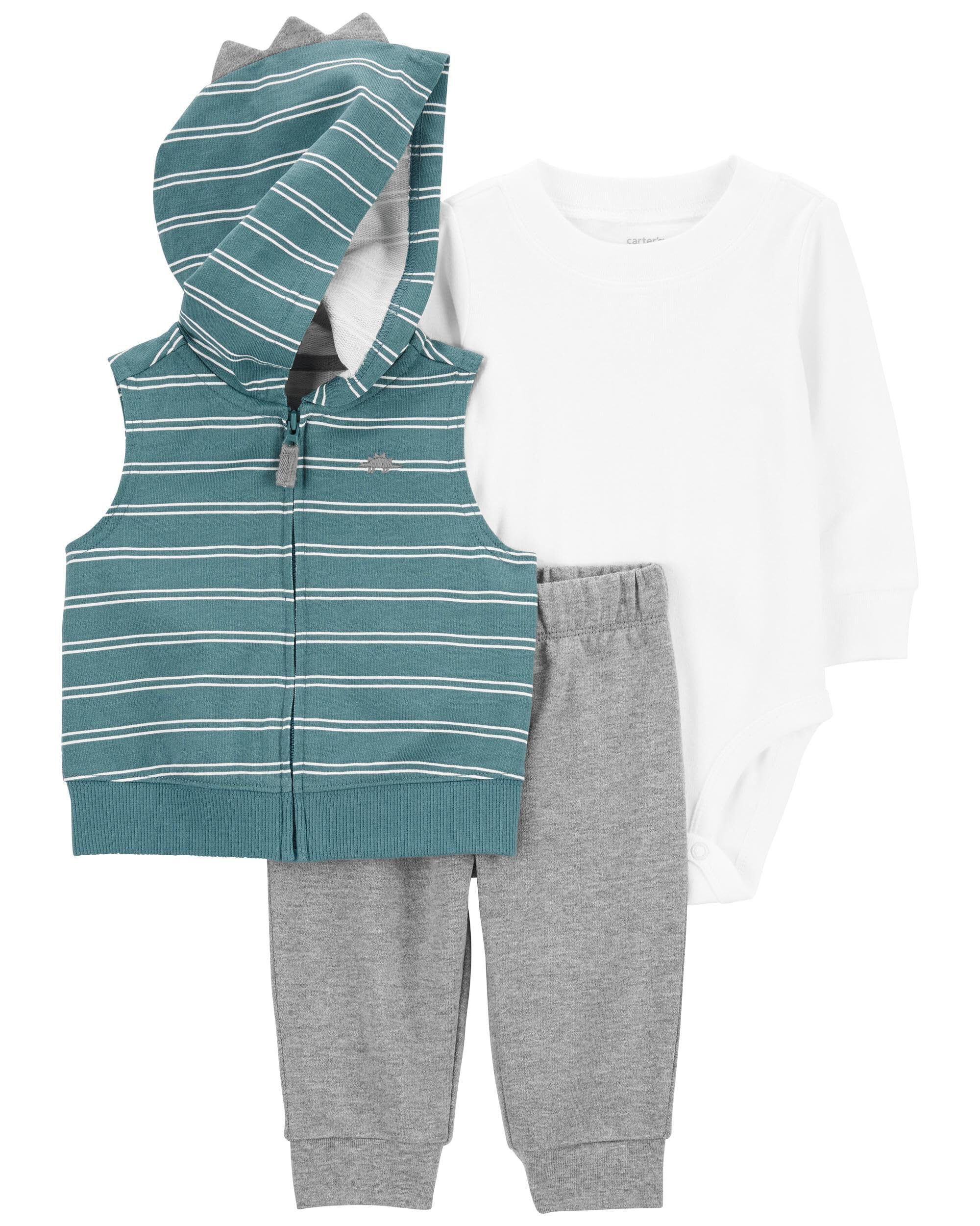 Carter's Baby Boys' 3 Piece Plaid Patch Little Vest Set