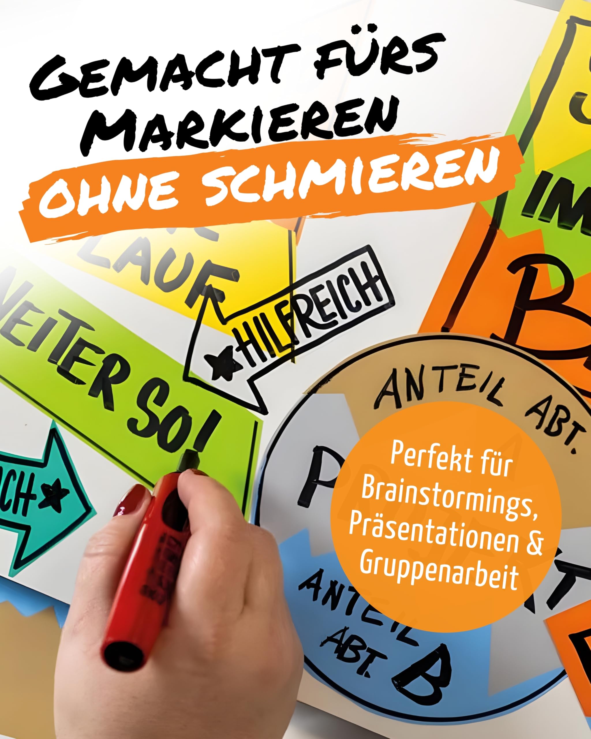 Neuland Estatics Ideenkarten-Set I Schwarze Permanentmarker No.One Estatics Keilspitze & FineOne Estatic Rundspitze I Inkl. Moderationskarten je 100 Blätter Large & Medium & 50 Blatt Estatics-Pad