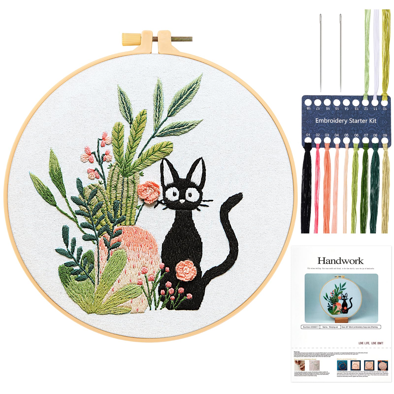 Kit Ricamo Per Principianti - 4 Set Completi Con Telai, Fili E Istruzioni - Motivi Floreali E Farfalle - Foto 10