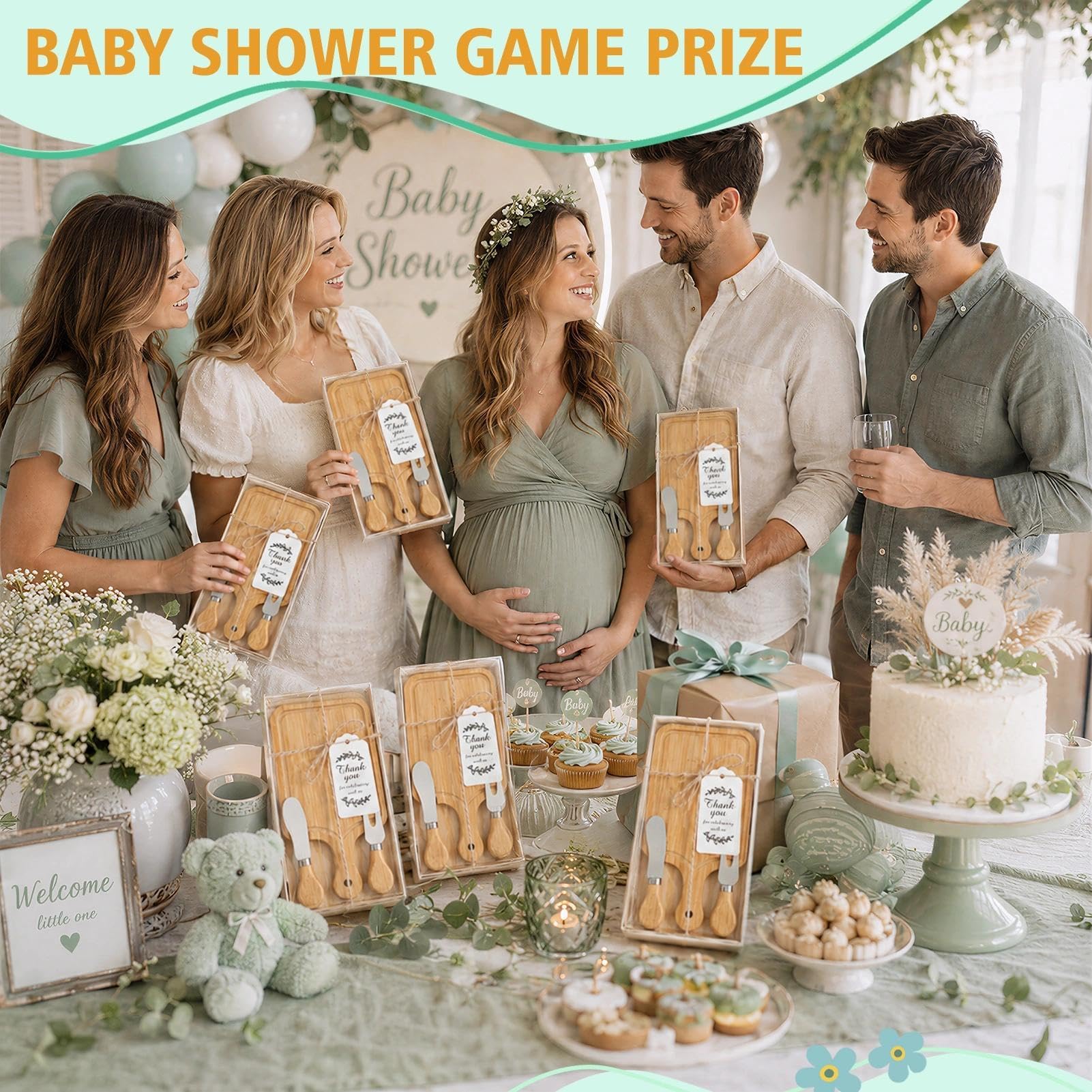 Regalos de 3 piezas para baby shower (6 juegos) para premios de invitados, premios de despedida de soltera para ganadores del juego, juego de regalo de tabla de queso con tablas de embutidos
