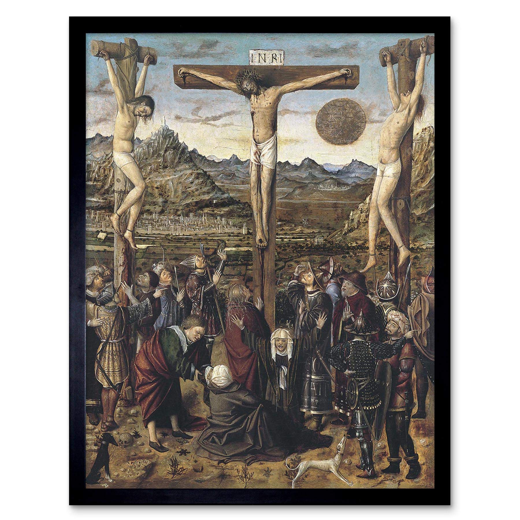 Wee Blue Coo Painting Religious Jesus Crucifixion Anónimo Valenciano Christian Classical Art Print Framed Poster Decor 12X16 Inch