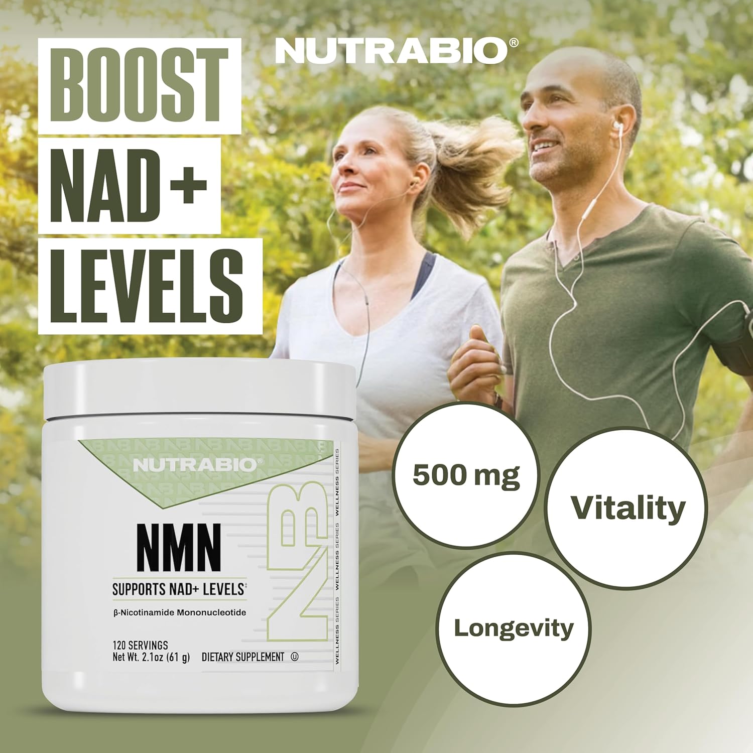 NutraBio NMN - NAD Supplement, Longevity Support, Boost NAD Levels, Increase Cellular Energy, Brain Health, Healthy Aging- 120 Servings - Image 6