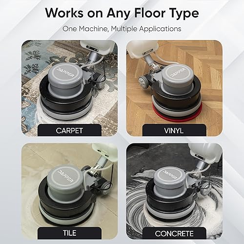 Miniatura 6 de Máquina pulidora de piso con peso de 17 pulgadas, 1500 W, 154 RPM con pesos extraíbles, incluye tanque de 3.5 galones, 2 cepillos y 3 almohadillas,