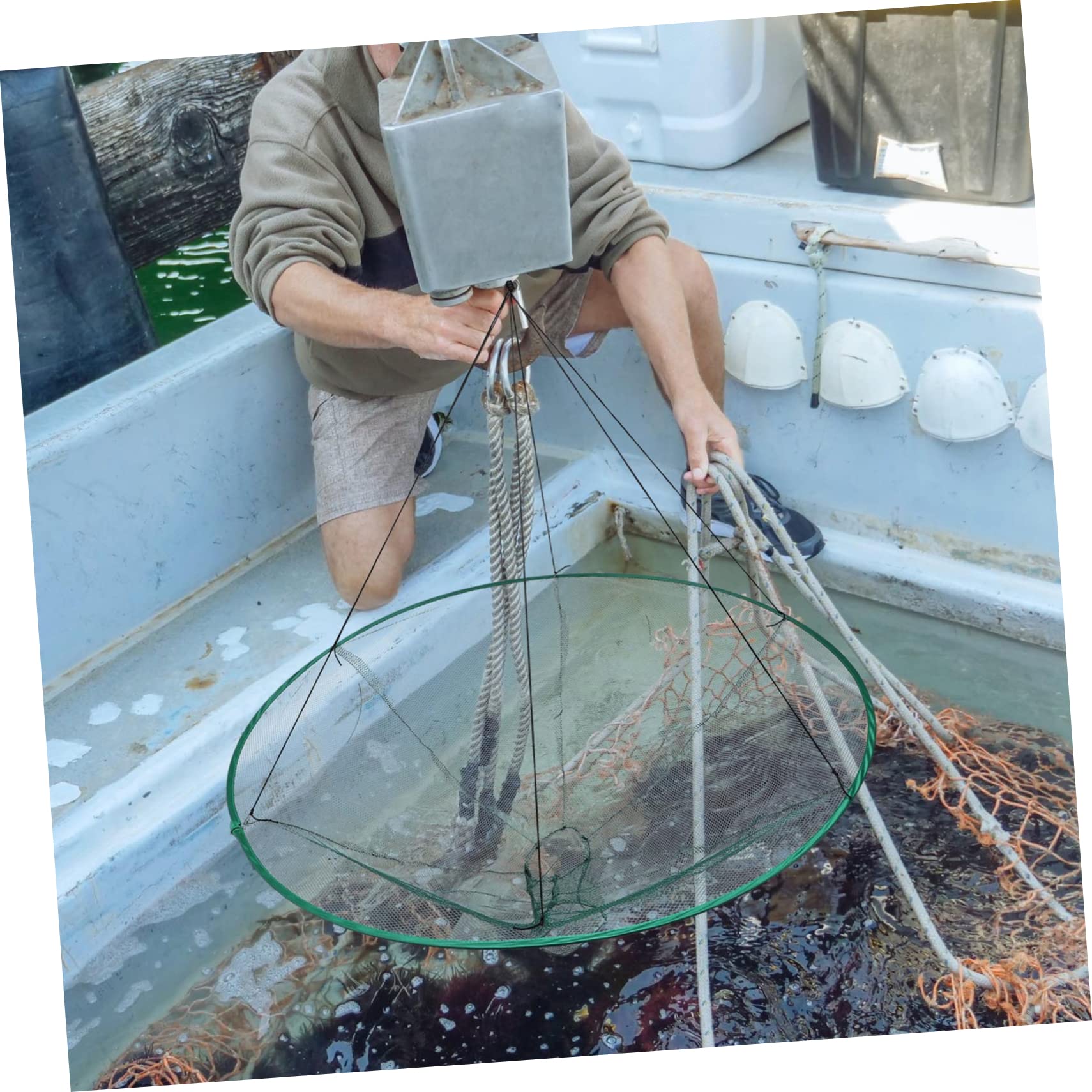 Nassa da Pesca Pieghevole in Poliestere, Trappola Portatile per Granchi e Gamberi, Accessorio Rete per Pesca in Mare Stili multipli