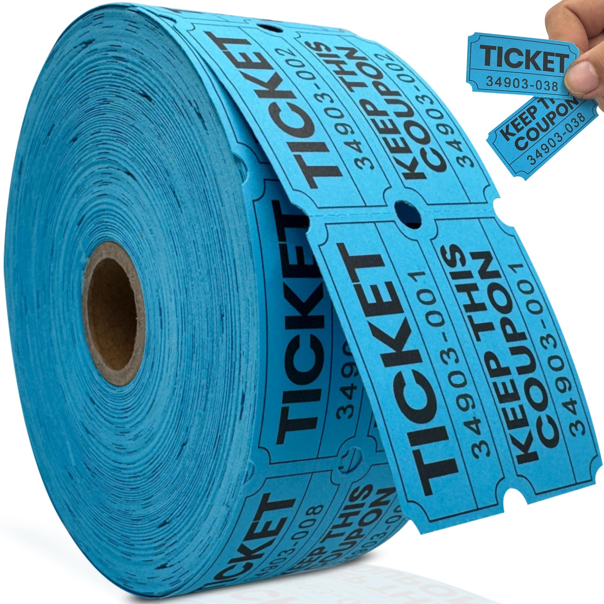 Pm Company 1000 Raffle Tickets Double Roll, 50/50 Blue Raffle Tickets for Events, Carnivals, Fundraisers, Classroom Rewards, and Prizes - Premium Quality