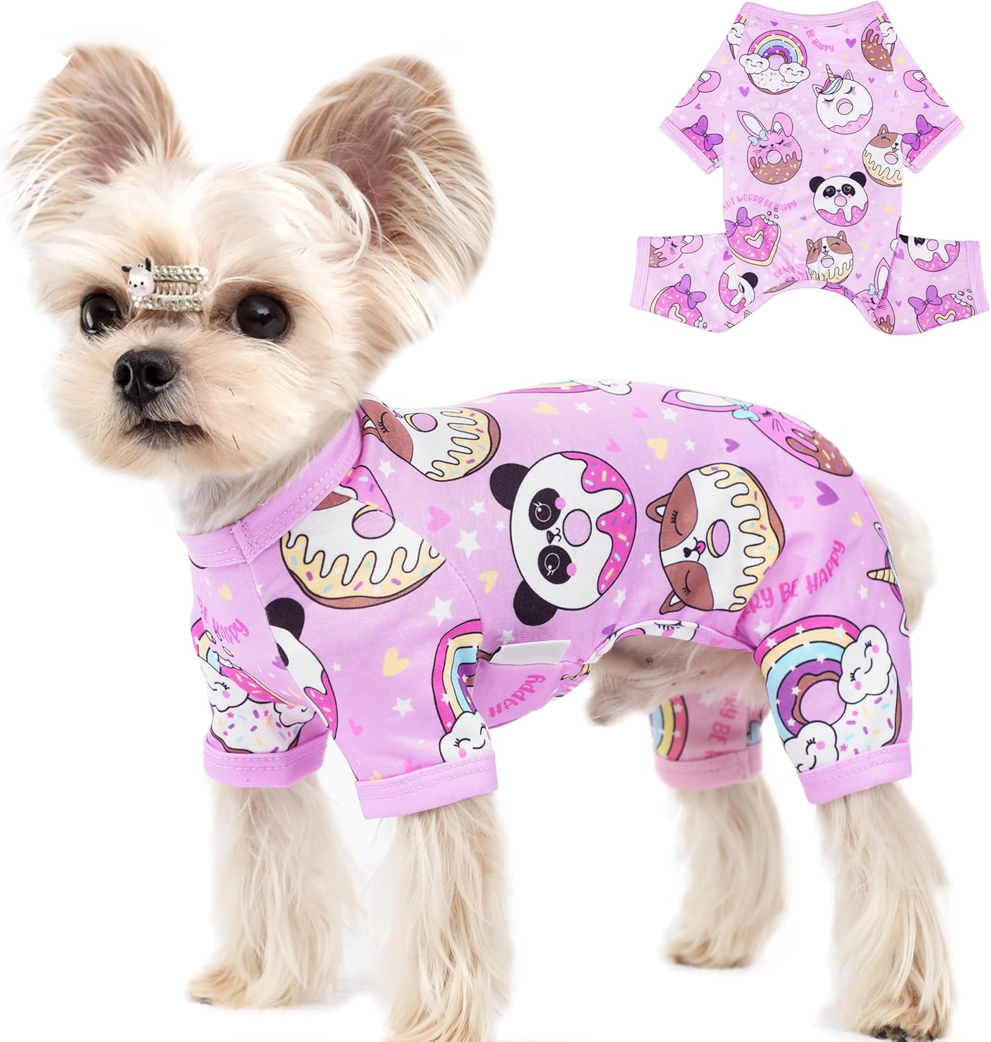 Dog Onesie XS~XXL Dog Pajamas Small Dog Clothes Girl Boy Cute Chihuahua Clothes Summer Puppy Pajamas Breathable Cat Onesie Pet Jumpsuit Doggie Outfit (Purple