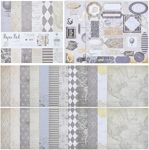 Miniatura 9 de Paquete de papel de álbum de recortes de doble cara de 12 x 12 pulgadas, colección de diseño de patrón de mármol clásico, bloc de papel decorativo